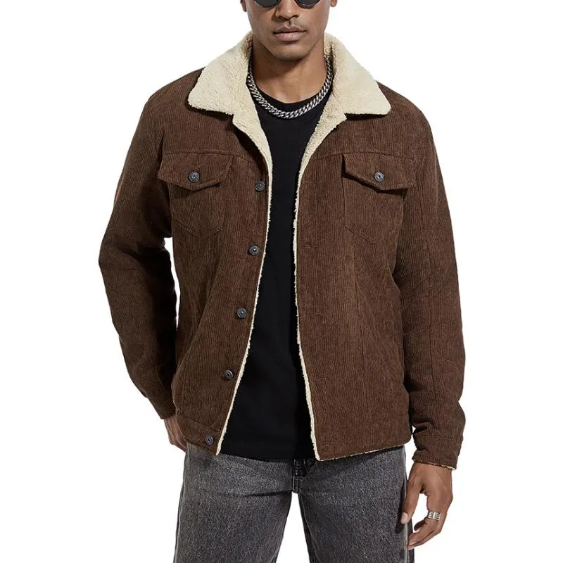 Men's Solid Color Lambswool Lining Corduroy Jacket 02133587Y sold by Manly product image thumbnail 3