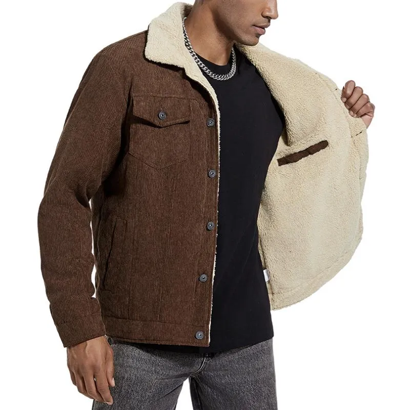 Men's Solid Color Lambswool Lining Corduroy Jacket 02133587Y sold by Manly product image thumbnail 2