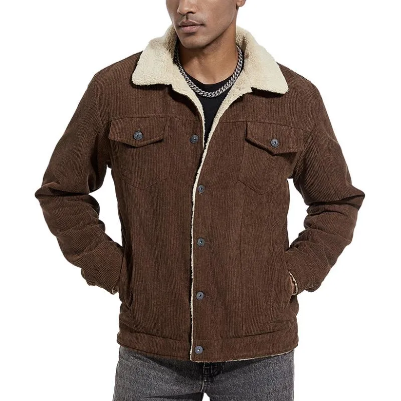 Men's Solid Color Lambswool Lining Corduroy Jacket 02133587Y sold by Manly product image thumbnail 5