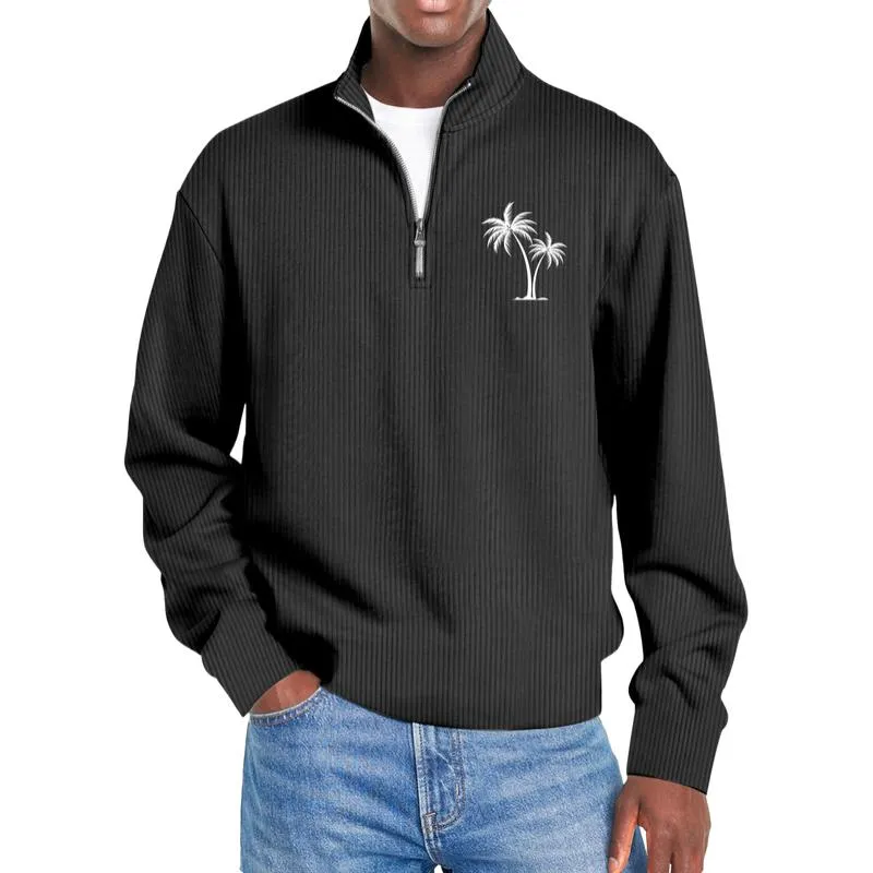 Men's Solid Color Printed Zipper Stand Collar Sweatshirt 48258077Y sold by Manly