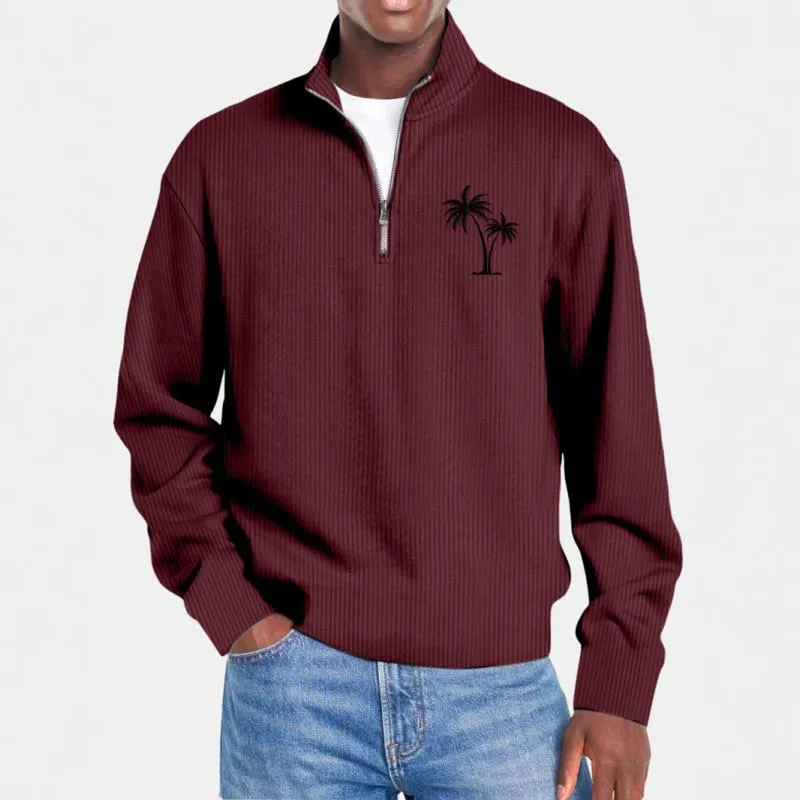 Men's Solid Color Printed Zipper Stand Collar Sweatshirt 48258077Y sold by Manly product image thumbnail 4