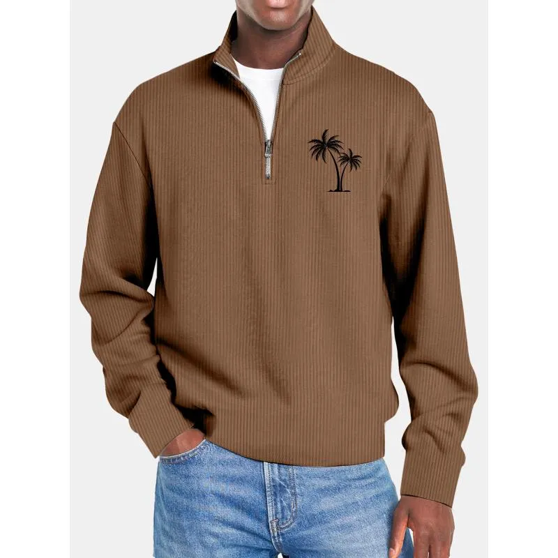 Men's Solid Color Printed Zipper Stand Collar Sweatshirt 48258077Y sold by Manly product image thumbnail 5