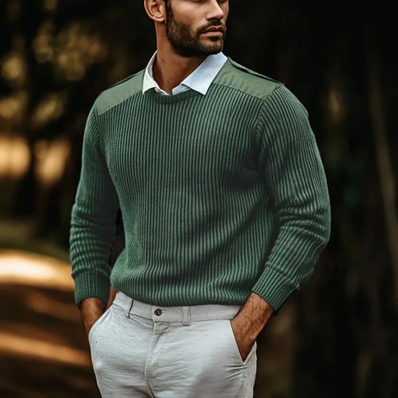 Men's Solid Colour Shoulder Panel Crew Neck Sweater 51545744Y sold by Manly product image thumbnail 3