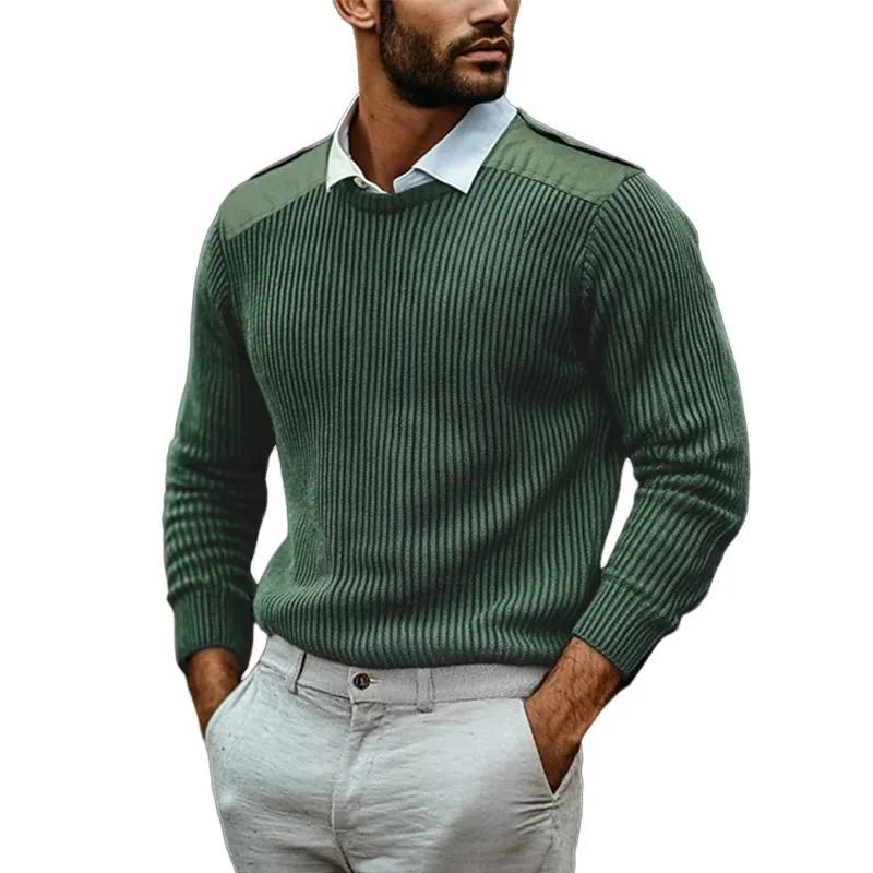 Men's Solid Colour Shoulder Panel Crew Neck Sweater 51545744Y sold by Manly