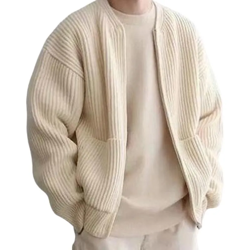 Men's Solid Color Loose Knitted Cardigan 03148234U sold by Manly