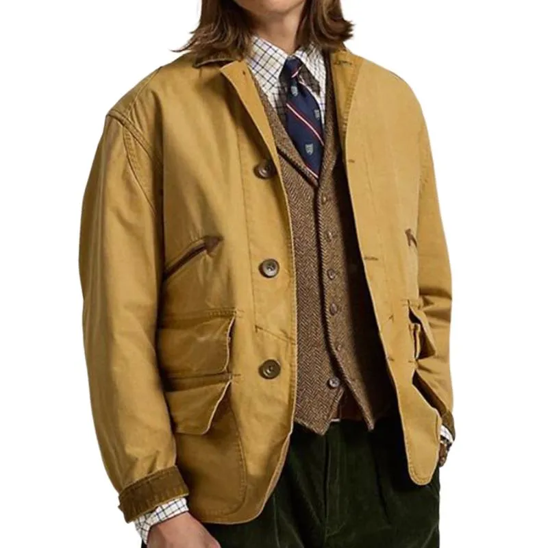 Men's Solid Multi-Pocket Single Breasted Jacket 76298666U sold by Manly