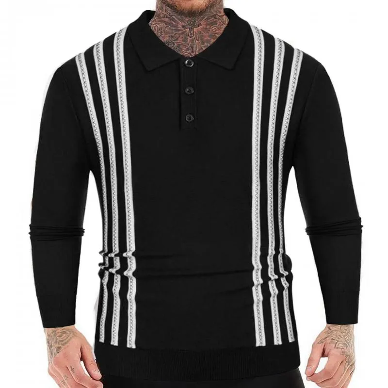 Men's Casual Thin Striped Knitted Long Sleeve Polo Shirt 04110554M sold by Manly product image thumbnail 5
