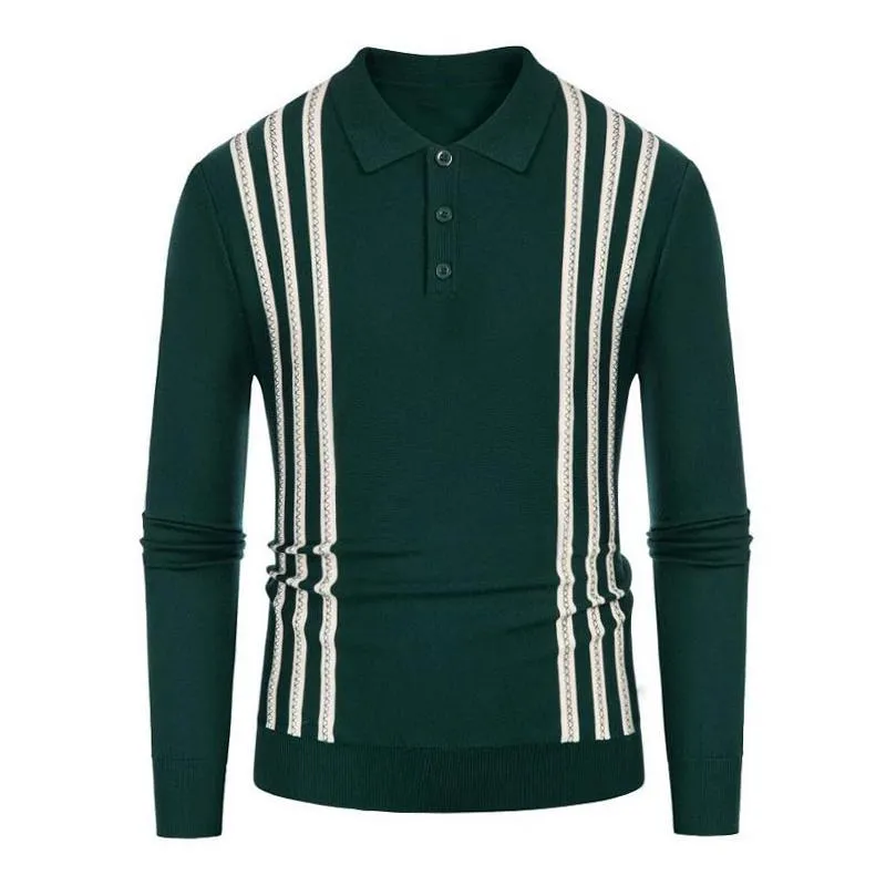 Men's Casual Thin Striped Knitted Long Sleeve Polo Shirt 04110554M sold by Manly product image thumbnail 3