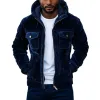 Men's Vintage Velvet Multi-Pocket Zipper Slim Fit Hooded Jacket 43517037M sold by Manly