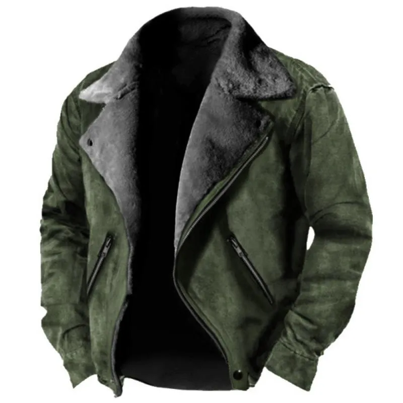 Men's Retro Casual Lapel Plush Zipper Jacket 20042135TO sold by Manly product image thumbnail 2
