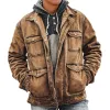 Men's Retro Casual Washed Multi-Pocket Lapel Daddy Jacket 35419900TO sold by Manly