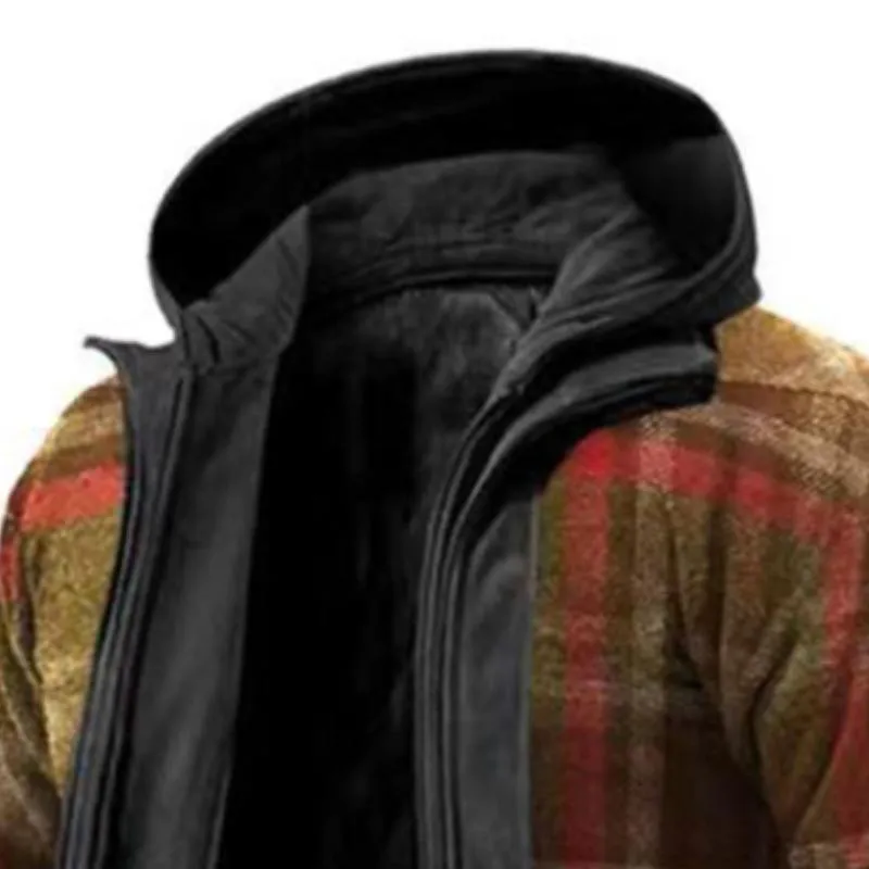 Men's Retro Casual Plaid Hooded Fake Two-Piece Jacket 04368278TO sold by Manly product image thumbnail 2