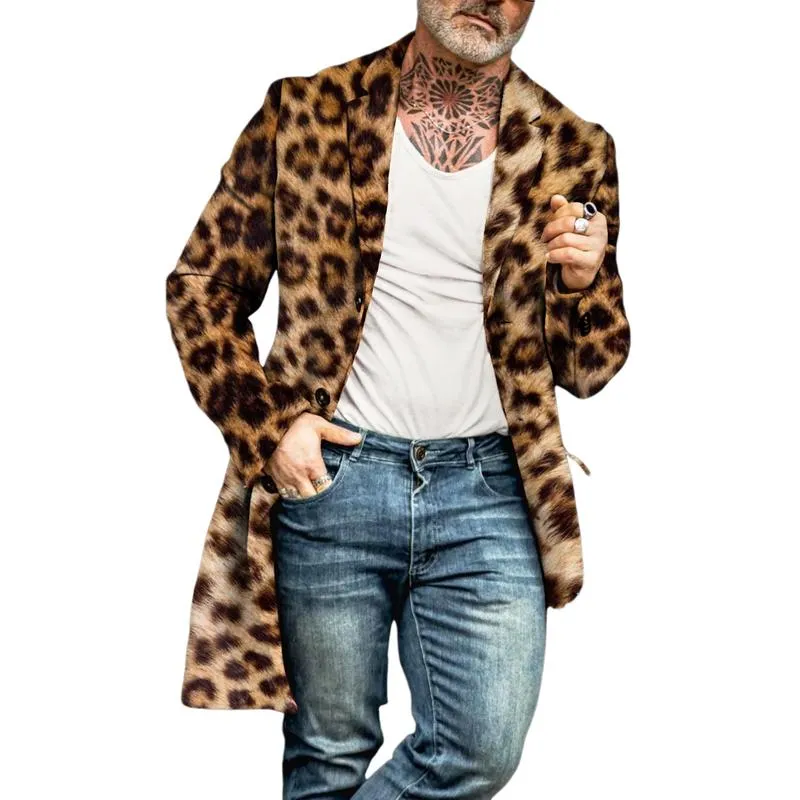 Men's Retro Casual Leopard Print Mid-Length Coat 02089944TO sold by Manly