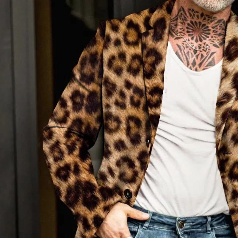 Men's Retro Casual Leopard Print Mid-Length Coat 02089944TO sold by Manly product image thumbnail 3