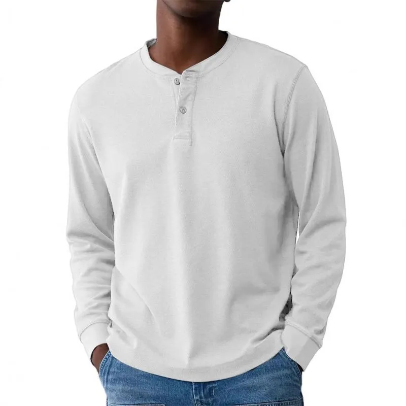 Men's Solid Color Henley Collar Long Sleeve Casual T-shirt 80852969Z sold by Manly product image thumbnail 2