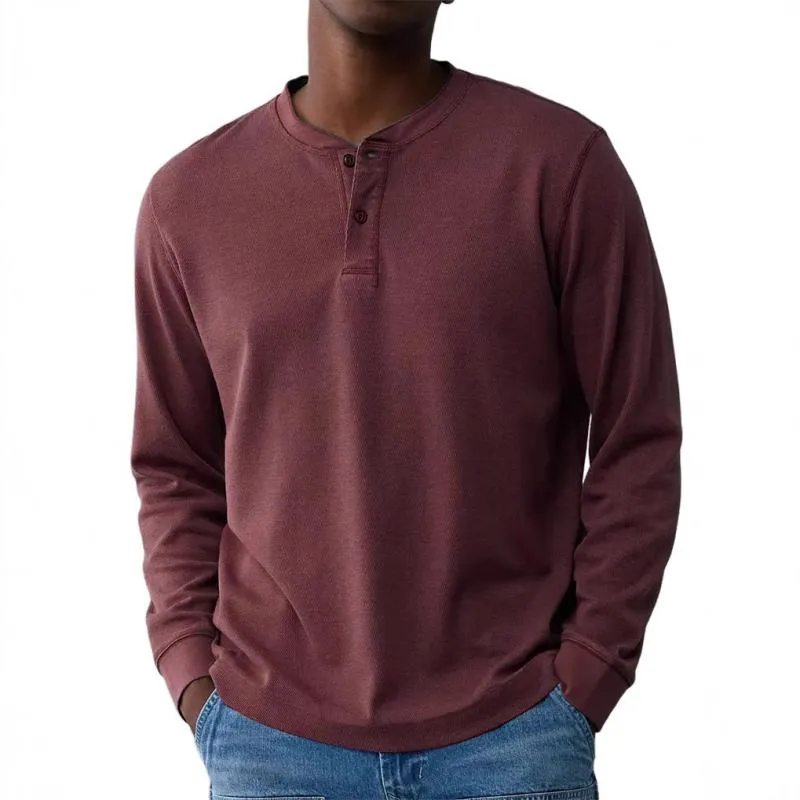 Men's Solid Color Henley Collar Long Sleeve Casual T-shirt 80852969Z sold by Manly product image thumbnail 5