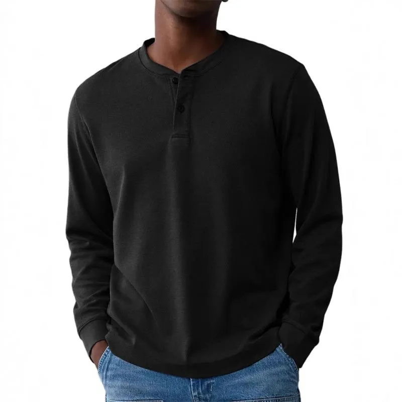 Men's Solid Color Henley Collar Long Sleeve Casual T-shirt 80852969Z sold by Manly product image thumbnail 4