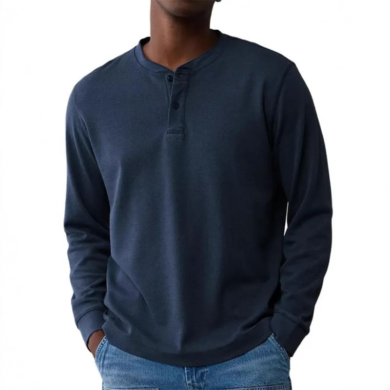 Men's Solid Color Henley Collar Long Sleeve Casual T-shirt 80852969Z sold by Manly product image thumbnail 3