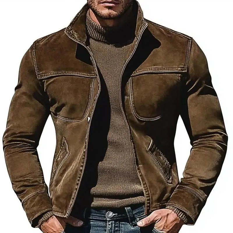 Men's Suede Stand Collar Jacket 67773897U sold by Manly product image thumbnail 2