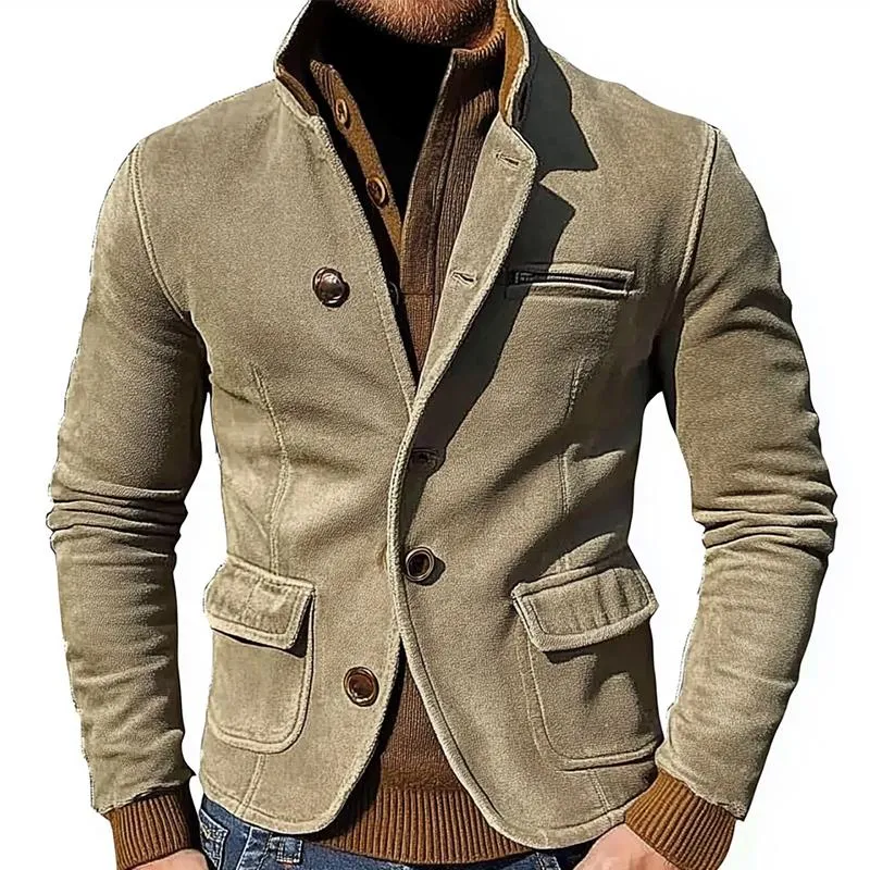 Men's Suede Stand Collar Jacket 75277909U sold by Manly product image thumbnail 2