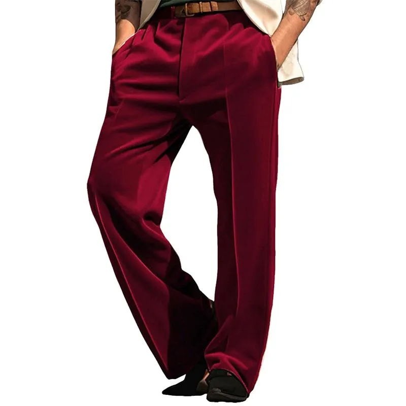 Men's Vintage Solid Velvet Straight-leg Suit Pants 70164650M sold by Manly