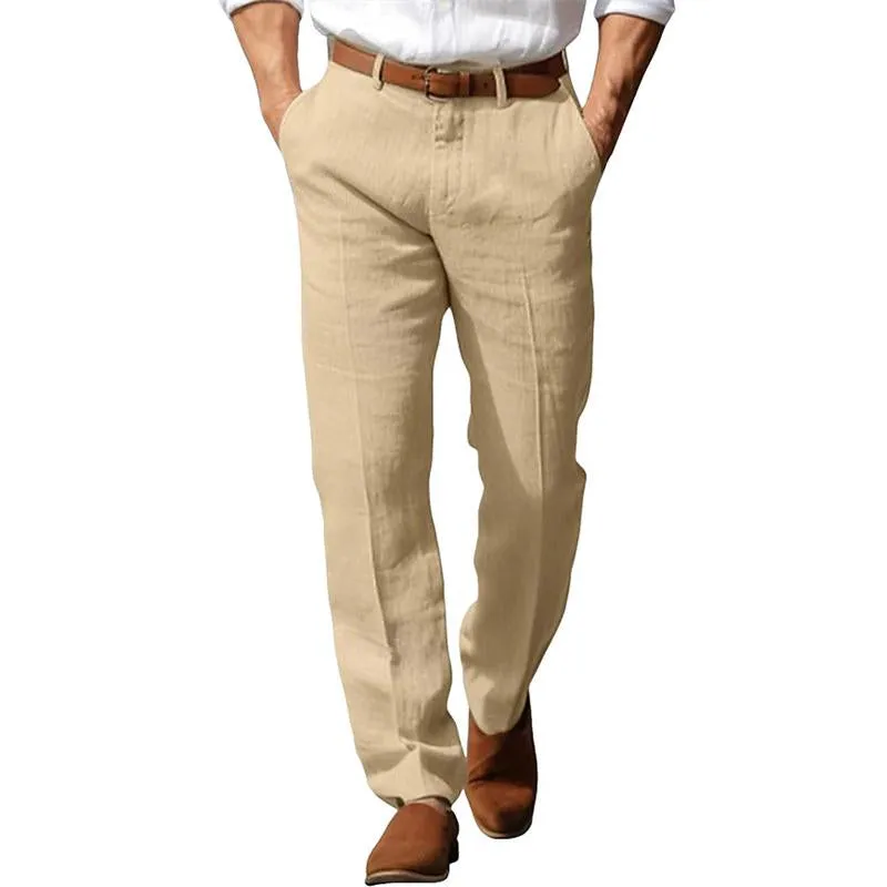 Men's Casual Cotton Linen Straight Comfortable Breathable Pants 45273060M sold by Manly