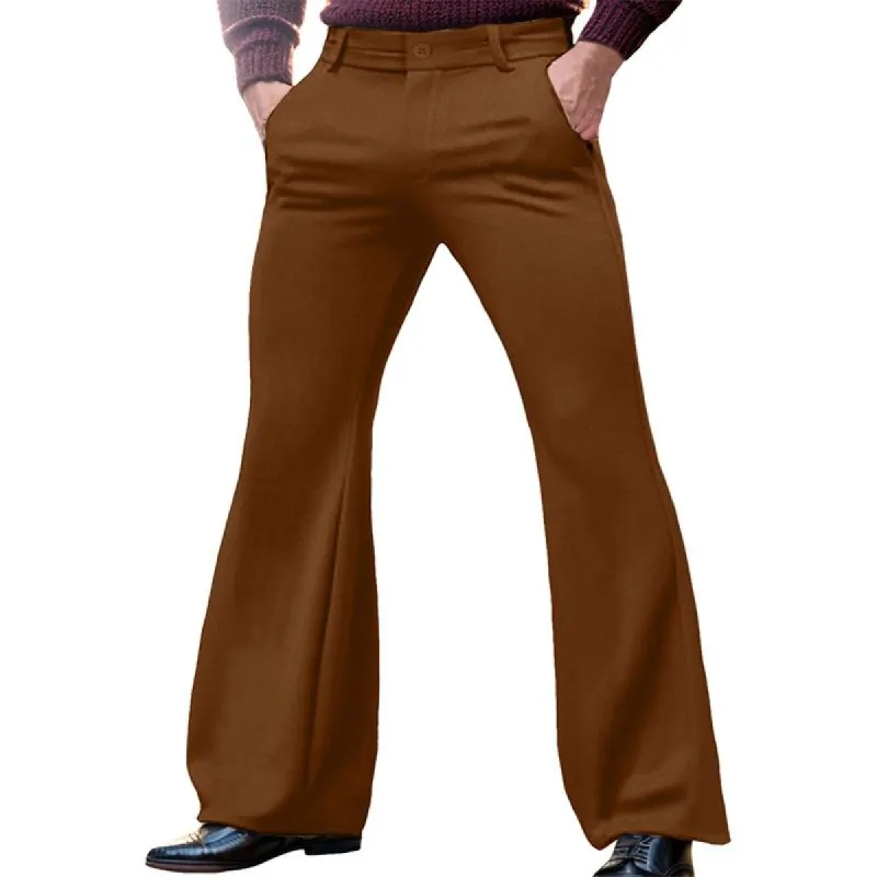 Men's Casual Solid Color Slant Pocket Slim Flared Pants 80467890M sold by Manly