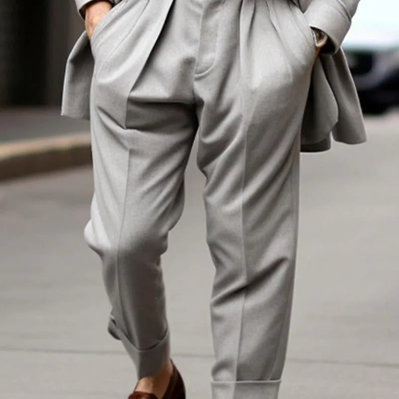 Men's Solid Color Double Pleat Loose Straight Suit Pants 34560269X sold by Manly product image thumbnail 4