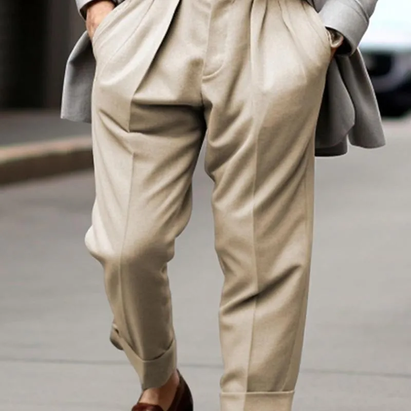 Men's Solid Color Double Pleat Loose Straight Suit Pants 34560269X sold by Manly product image thumbnail 5
