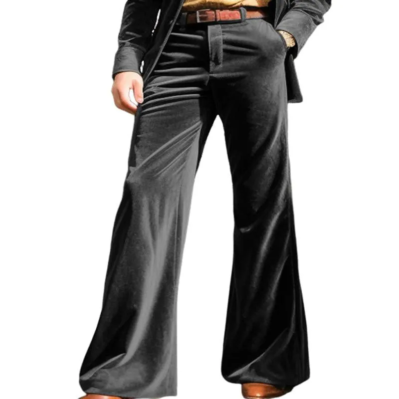 Men's Solid Color Vintage Velvet Loose Flared Suit Pants 66423582X sold by Manly product image thumbnail 5