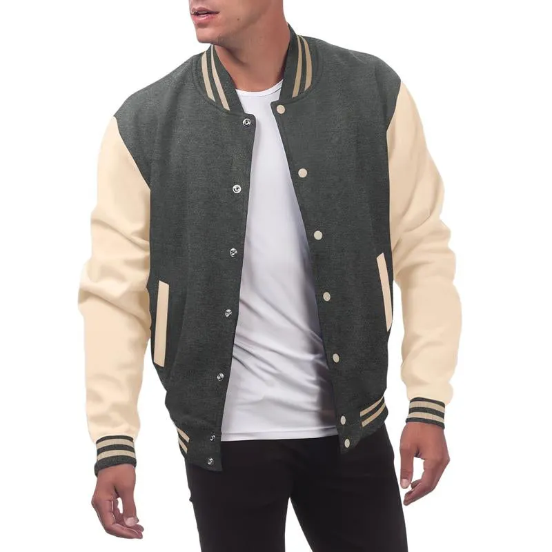Men's Colorblock Loose Baseball Jacket 53080853X sold by Manly