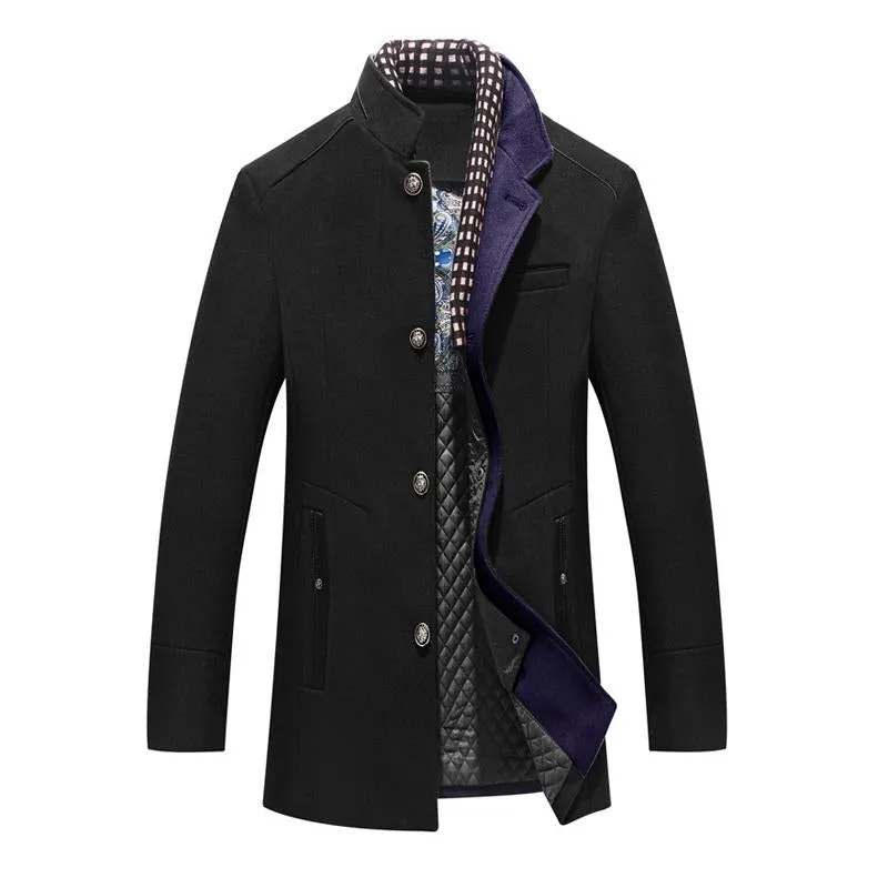 Men's Casual Solid Color Scarf Collar Mid-length Coat 53583831X sold by Manly product image thumbnail 4