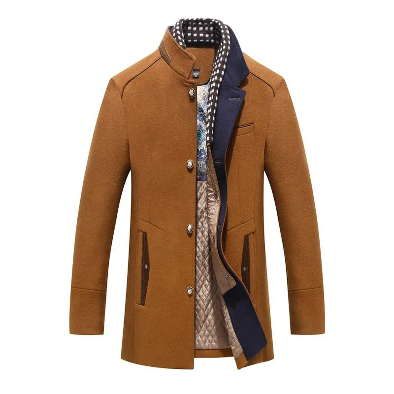 Men's Casual Solid Color Scarf Collar Mid-length Coat 53583831X sold by Manly product image thumbnail 3