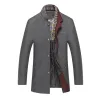 Men's Casual Solid Color Scarf Collar Mid-length Coat 53583831X sold by Manly