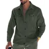 Men's Solid Color Corduroy Lapel Long Sleeve Casual Jacket 08530686Z sold by Manly