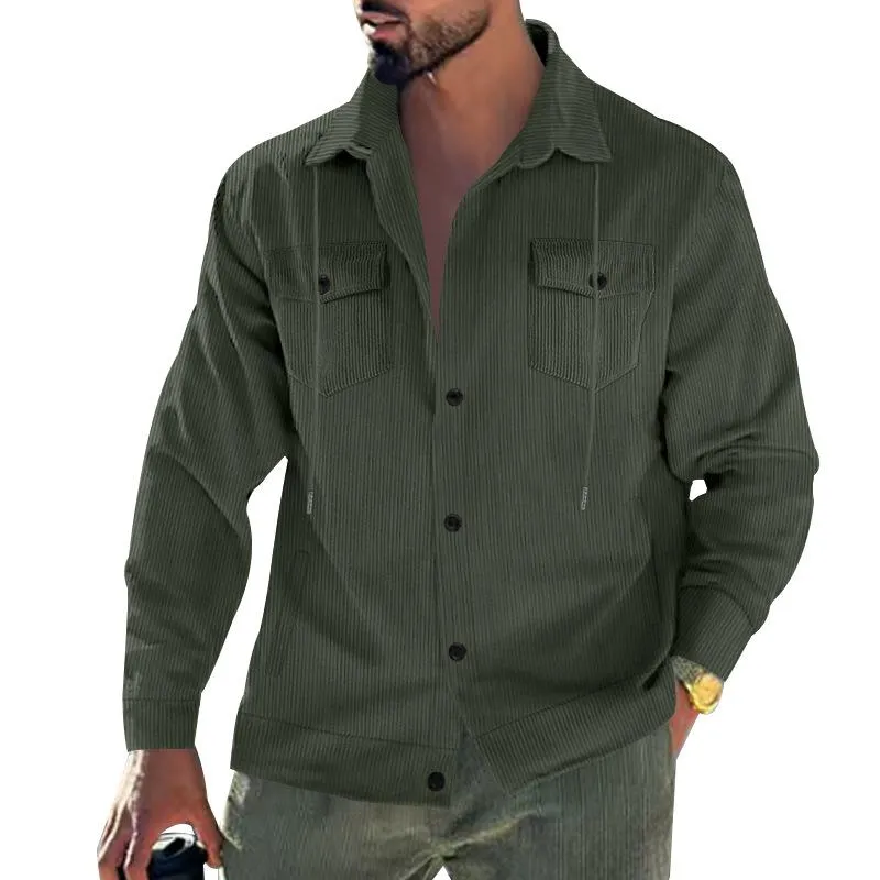 Men's Solid Color Corduroy Lapel Long Sleeve Casual Jacket 08530686Z sold by Manly product image thumbnail 4