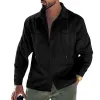 Men's Solid Color Corduroy Lapel Long Sleeve Casual Jacket 08530686Z sold by Manly