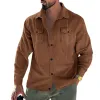 Men's Solid Color Corduroy Lapel Long Sleeve Casual Jacket 08530686Z sold by Manly
