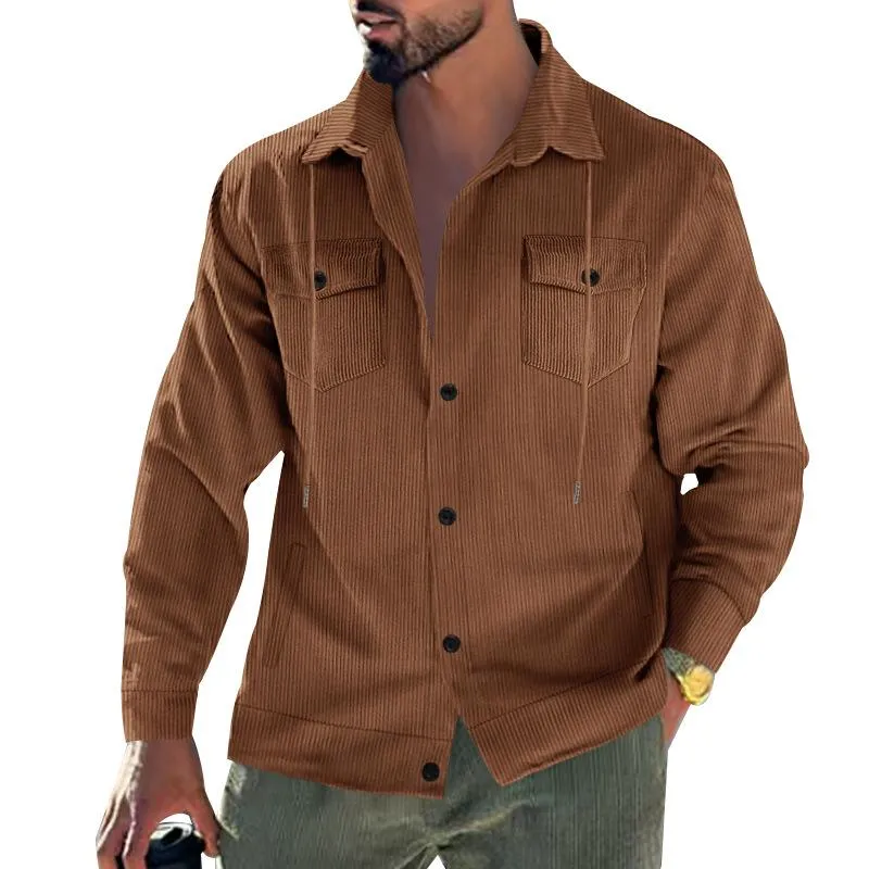 Men's Solid Color Corduroy Lapel Long Sleeve Casual Jacket 08530686Z sold by Manly product image thumbnail 5