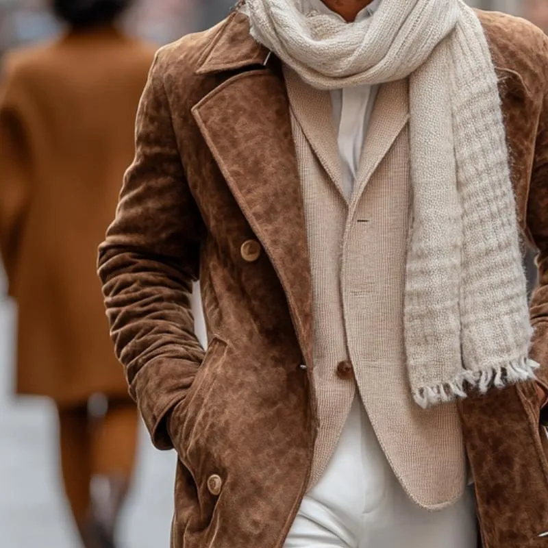 Men's Vintage Suede Lapel Single Breasted Mid-Length Coat 06478812Y sold by Manly product image thumbnail 3