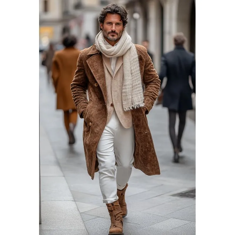 Men's Vintage Suede Lapel Single Breasted Mid-Length Coat 06478812Y sold by Manly product image thumbnail 2