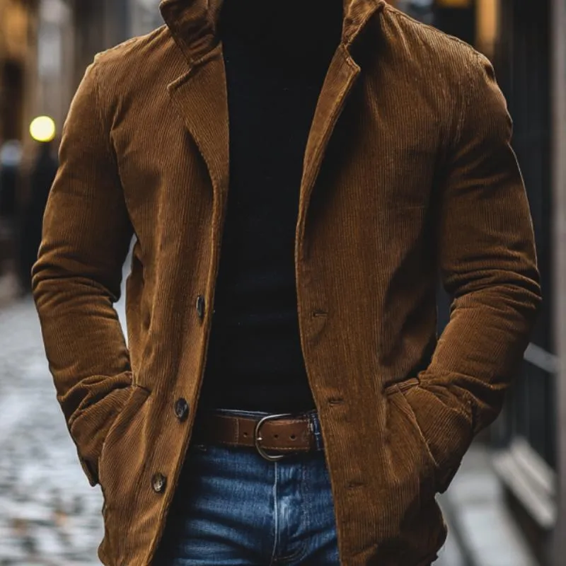 Men's Casual Corduroy Notch Lapel Single-breasted Loose Blazer 82069207M sold by Manly product image thumbnail 3