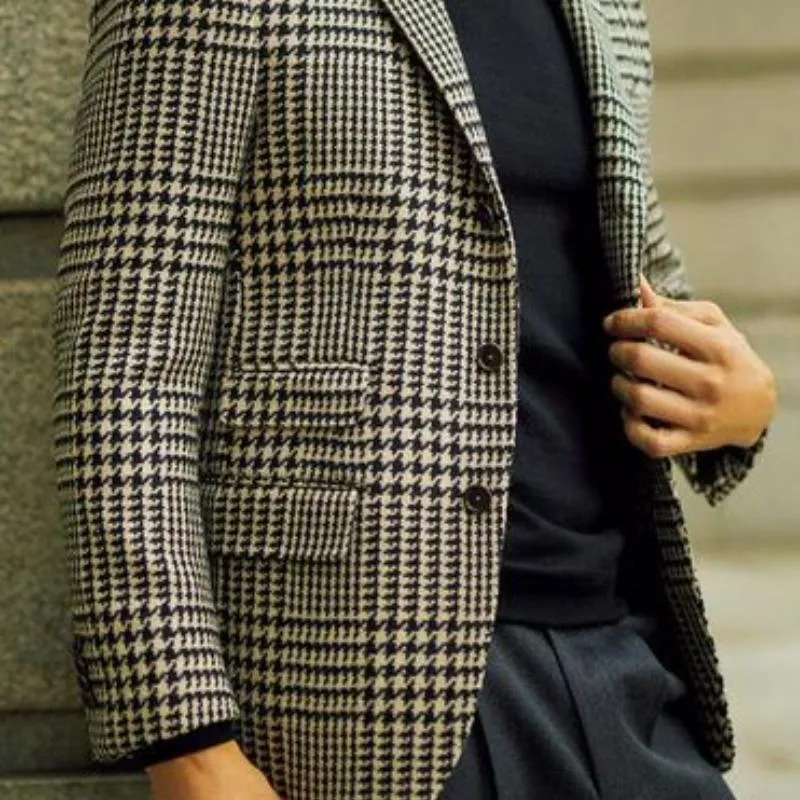 Men's Vintage Notched Lapel Houndstooth Single Breasted Slim Fit Blazer 50316556M sold by Manly product image thumbnail 3
