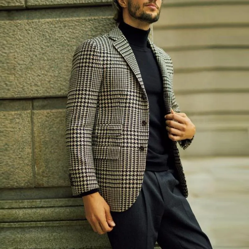 Men's Vintage Notched Lapel Houndstooth Single Breasted Slim Fit Blazer 50316556M sold by Manly product image thumbnail 2