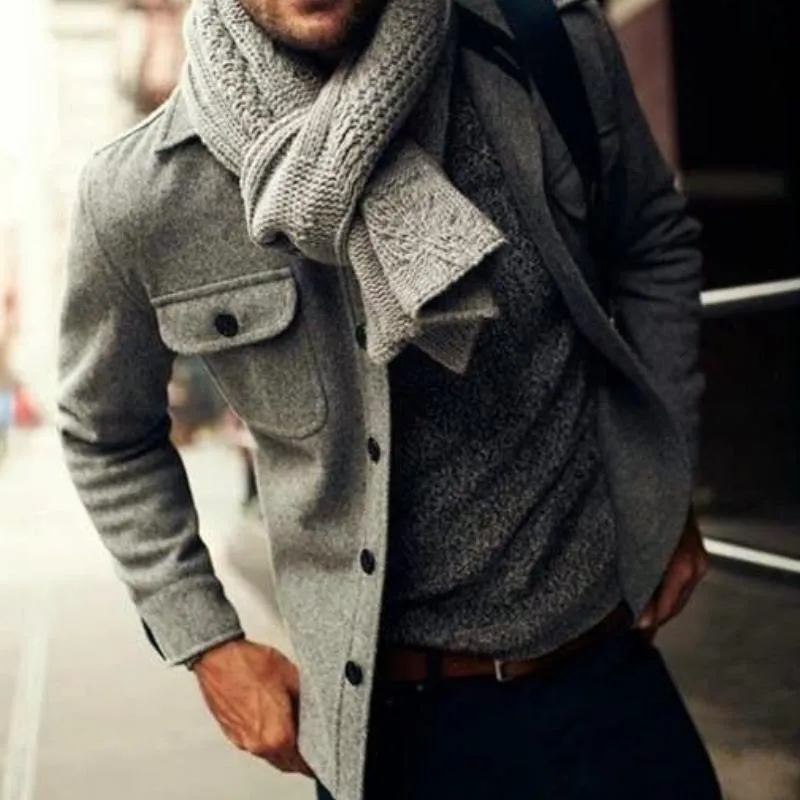 Men's Vintage Wool Blend Lapel Flap Pocket Autumn Long Sleeve Shirt 47129567M sold by Manly product image thumbnail 3