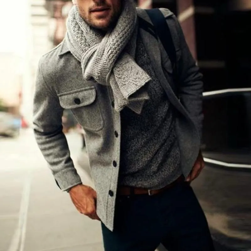 Men's Vintage Wool Blend Lapel Flap Pocket Autumn Long Sleeve Shirt 47129567M sold by Manly product image thumbnail 2