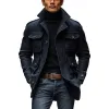 Men's Vintage Wool Blended Lapel 3D Pocket Single Breasted Slim Fit Coat 99679774M sold by Manly