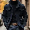 Men's Vintage Wool Blended Lapel 3D Pocket Single Breasted Slim Fit Coat 99679774M sold by Manly