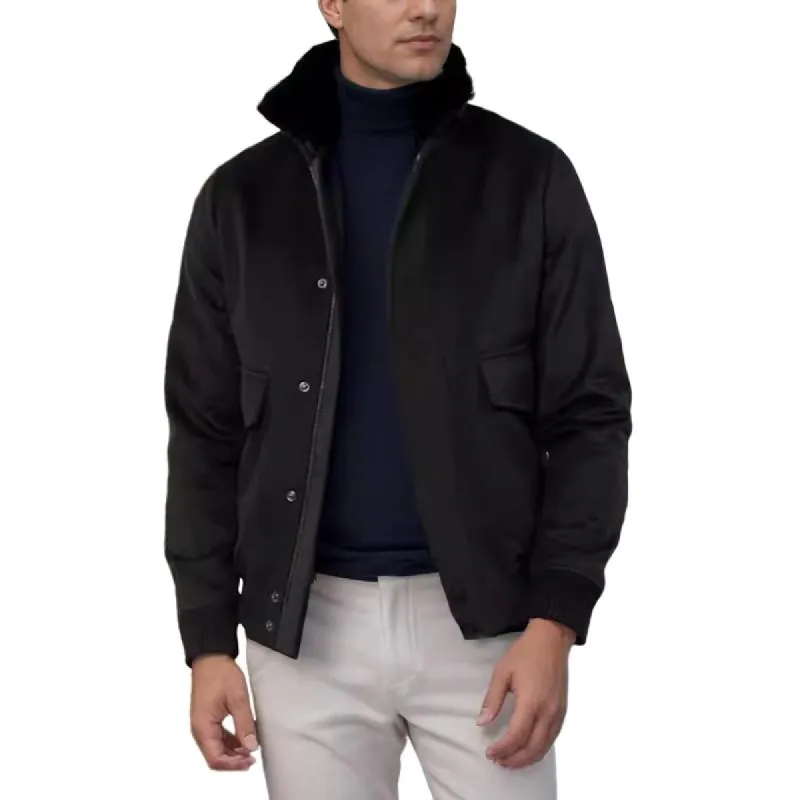 Men's British Style Plush Patchwork Collar Tweed Jacket 36620860U sold by Manly