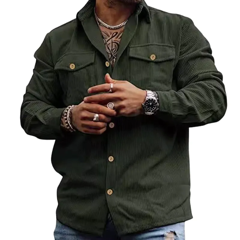 Men's Simple Vintage Button Corduroy Jacket 76211479U sold by Manly